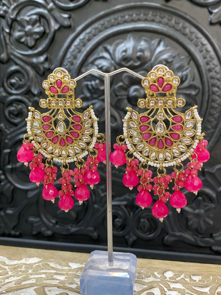 Sujal kundan earring hot pink / magenta