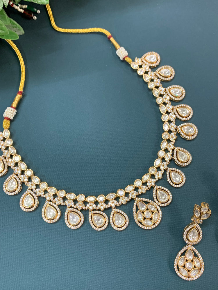 Ellen Tyaani kundan necklace set pink