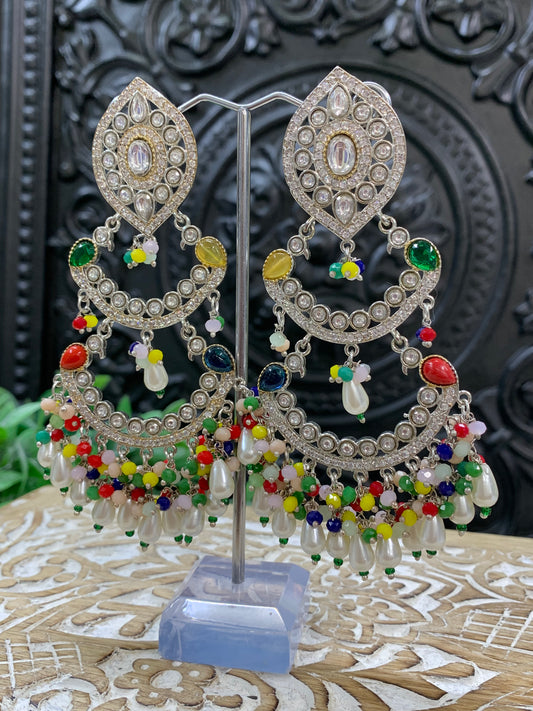 Lauren kundan triple layer chandbali earring multi