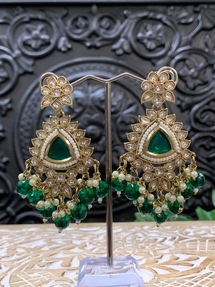 Avery small to medium kundan earring emerald green