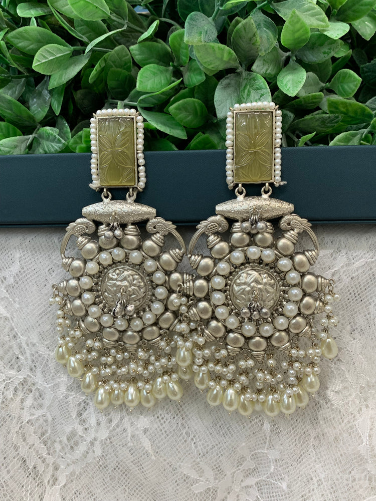 Silver replica oversize chandelier earring