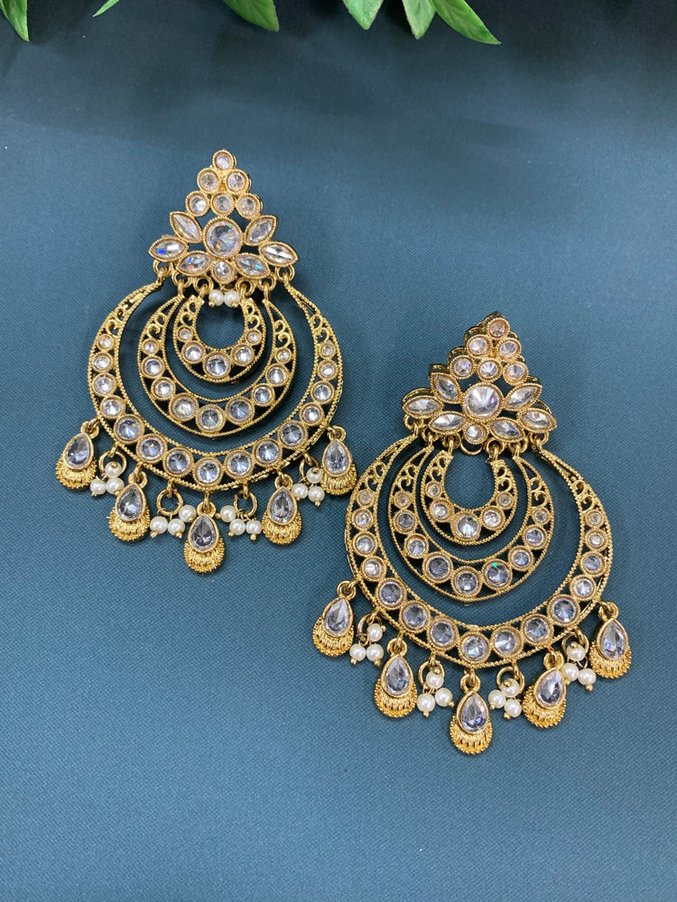 Bonnie polki chandbali earring antique/clear polki