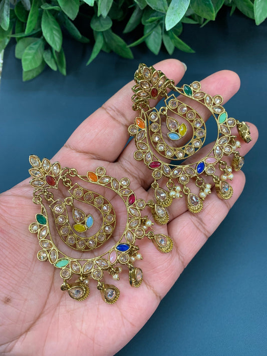 Bonnie polki chandbali earring antique/ multi