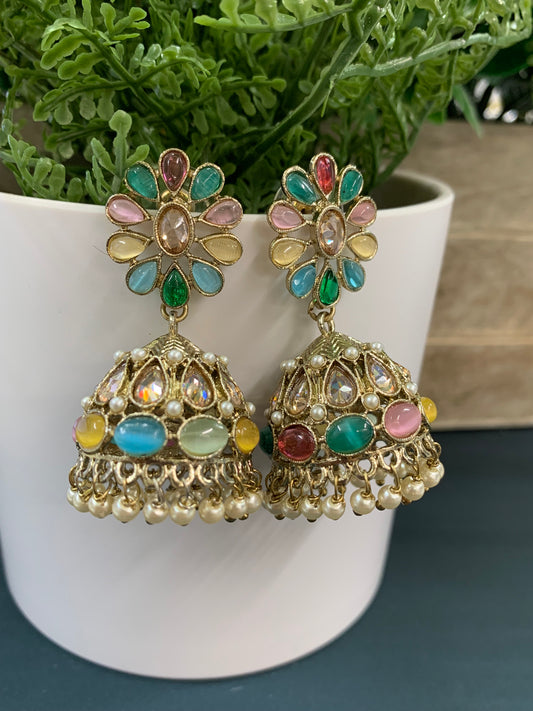 Shilpa polki jhumki/ jhumka earring multi