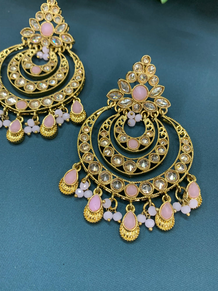 Bonnie polki chandbali earring antique/pink