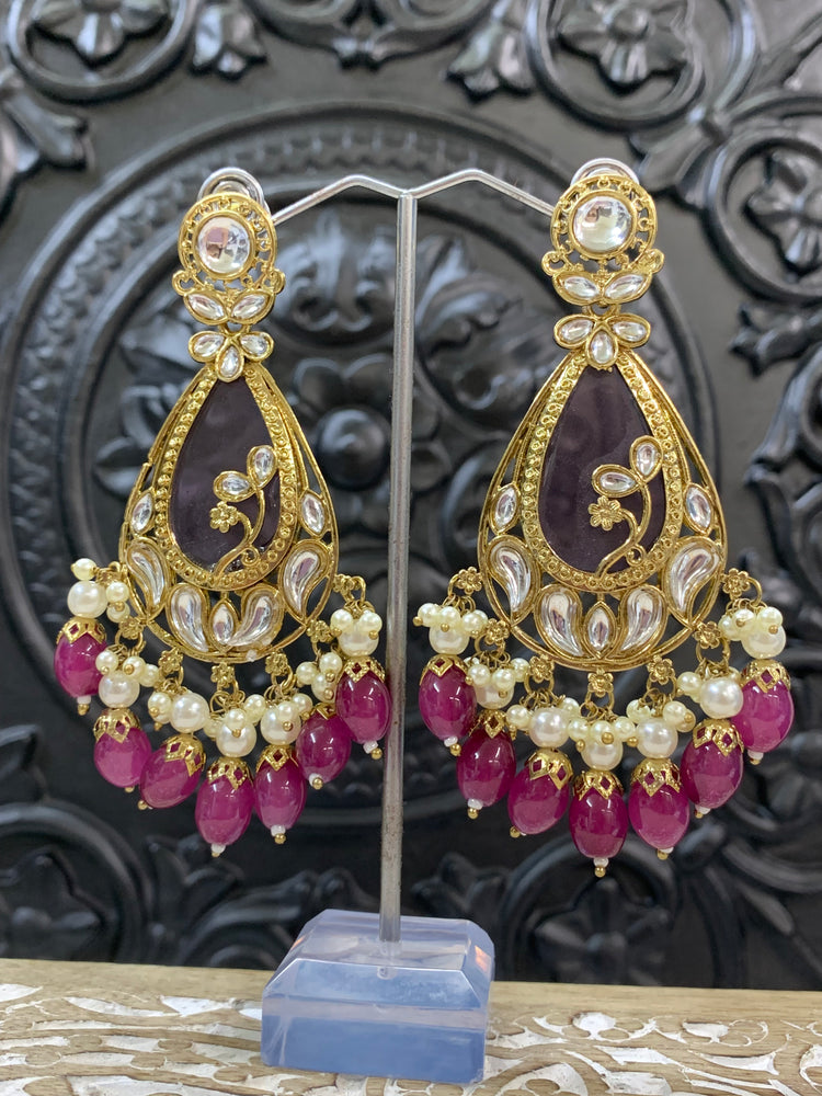 Salma kundan statement earring purple