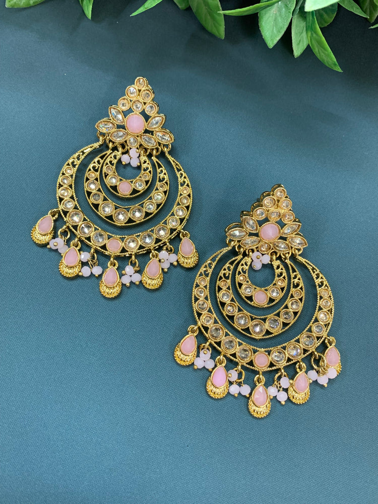 Bonnie polki chandbali earring antique/pink