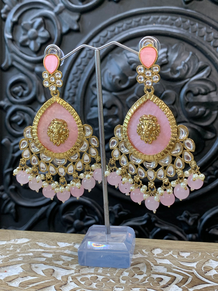 Sabyasachi inspired kundan earring  tripti white pearl pink