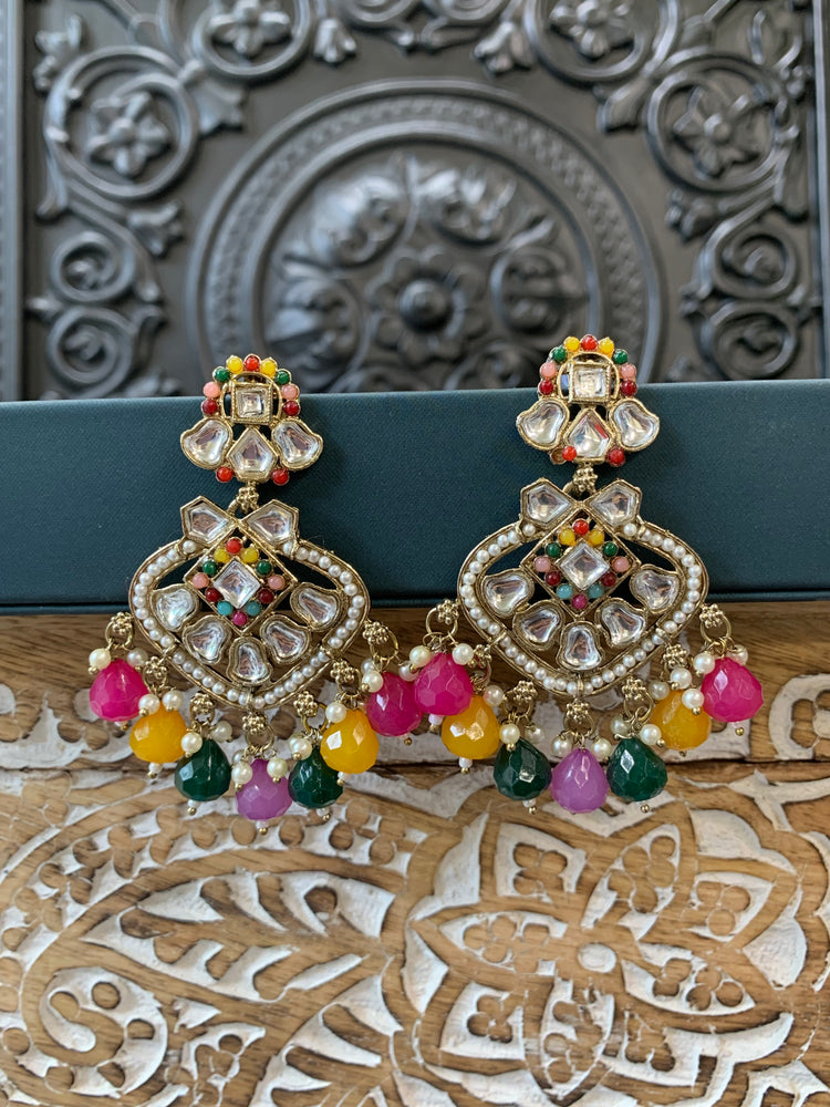 Dipti small to medium kundan earring gold multi