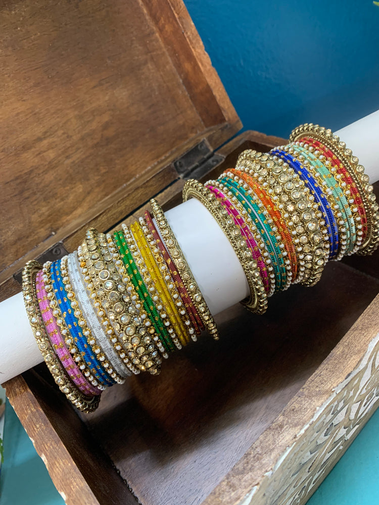 Multi color metal churi bangle set