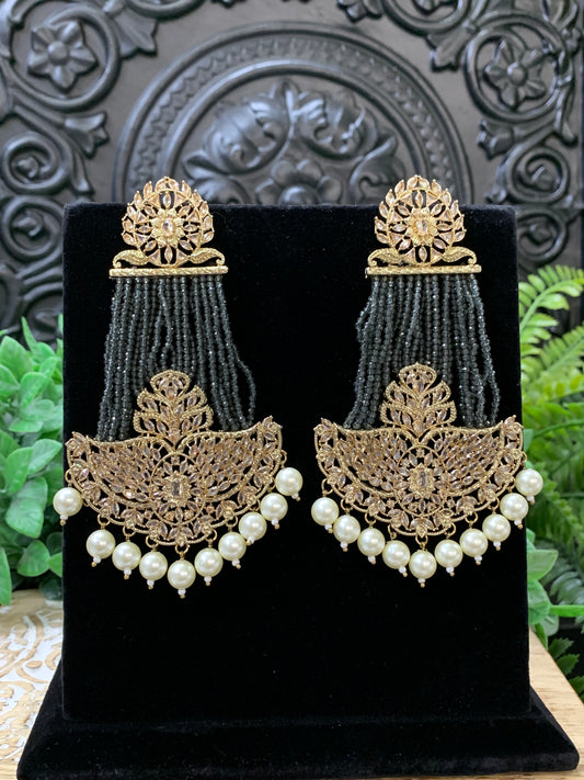 Sage polki fashion statement earring  grey