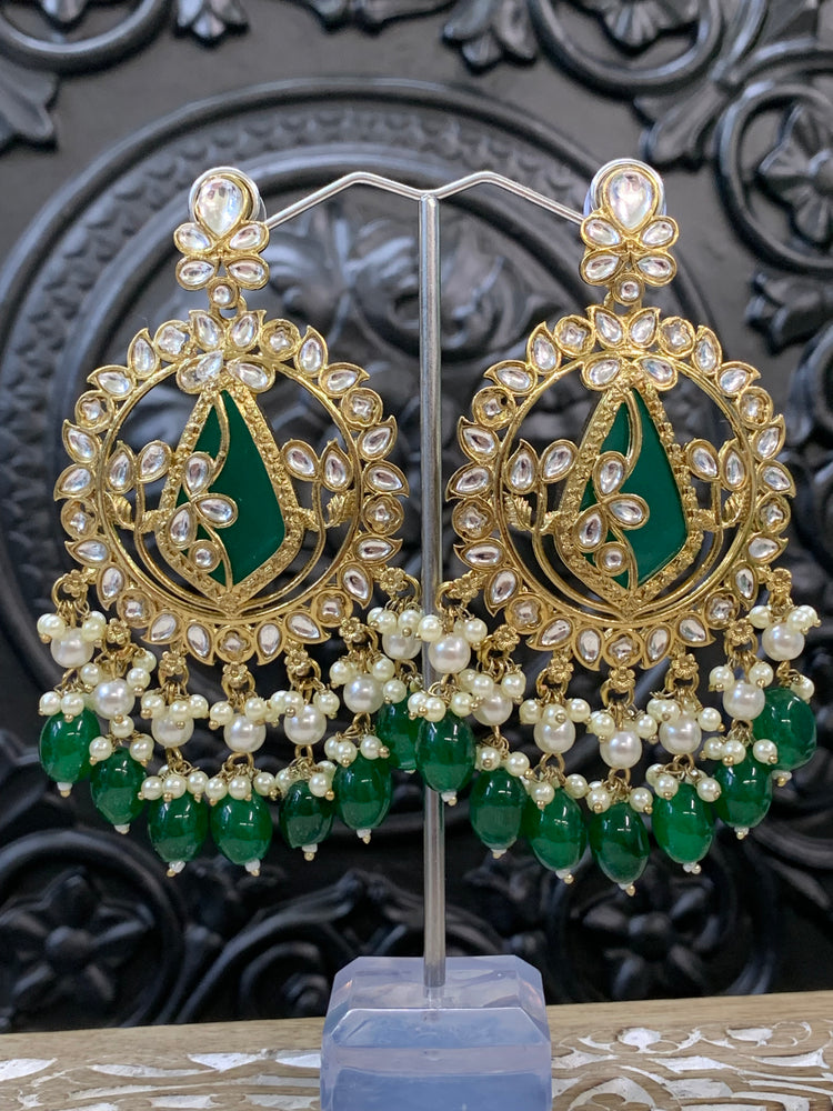 Amba kundan earring blush emerald green