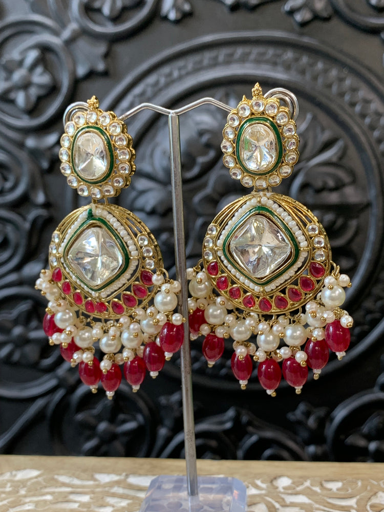 Kenny kundan fashion earring set magenta