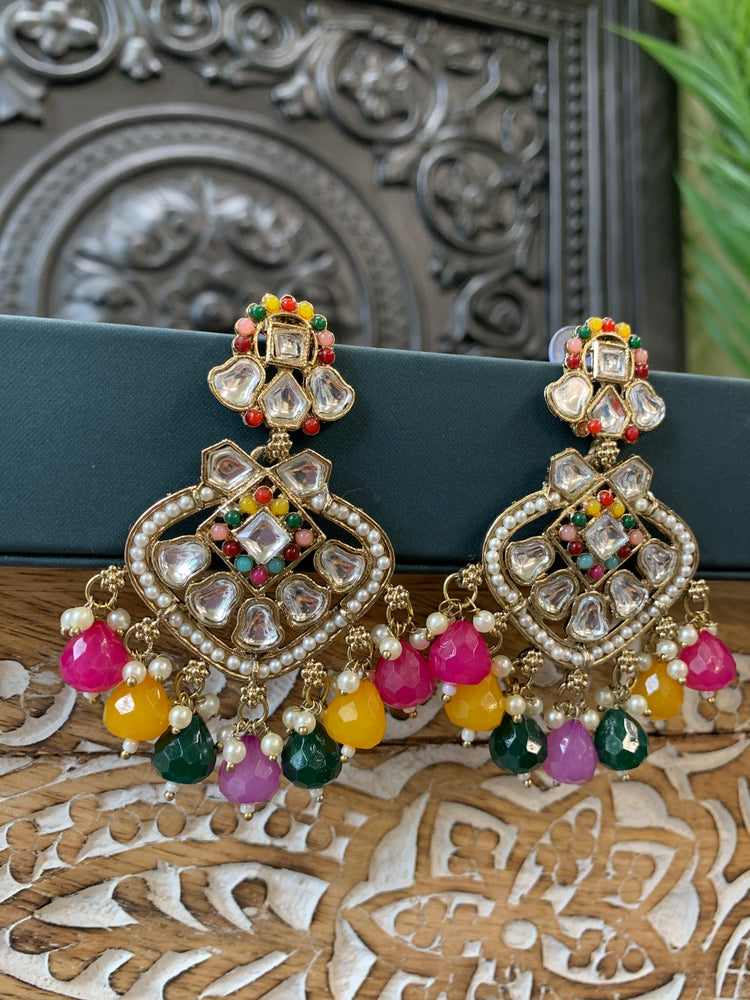 Dipti small to medium kundan earring gold multi