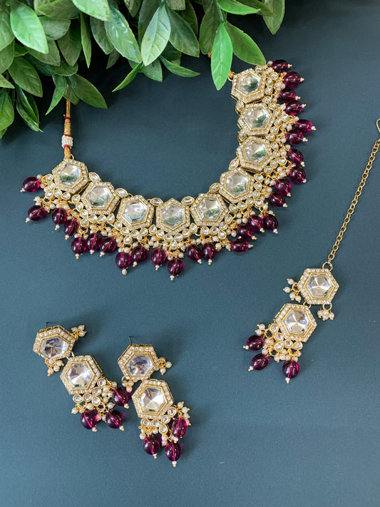 Anaya kundan choker / necklace purple