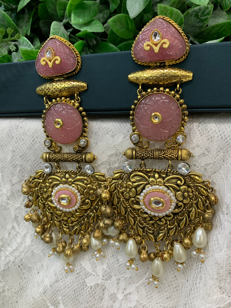 Gold plated chandbali long style earring