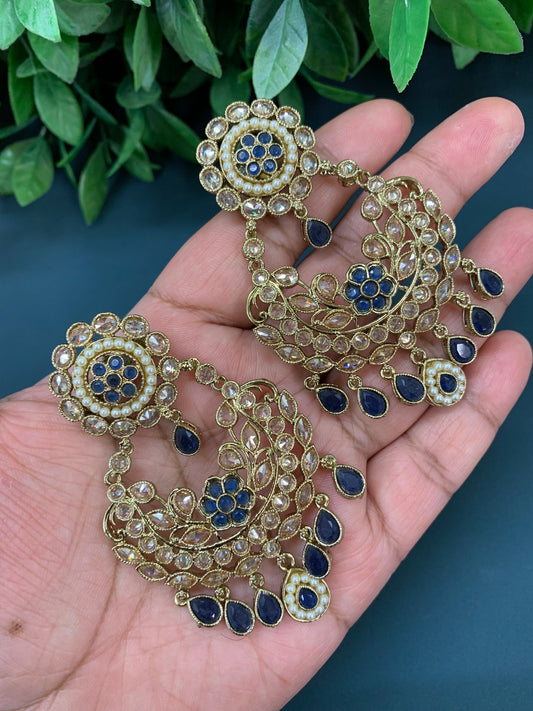 Parul polki fashion chandbali blue