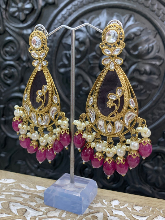 Salma kundan statement earring purple