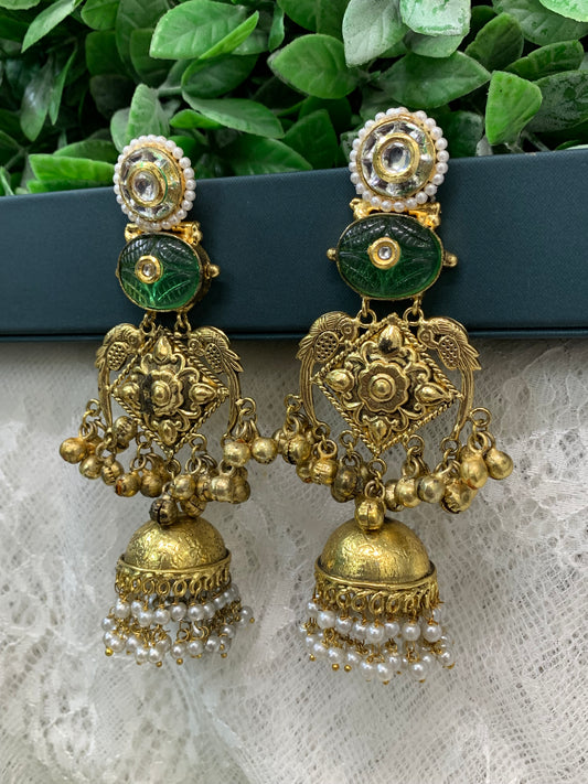 Gold plated silver replica jhumka earring