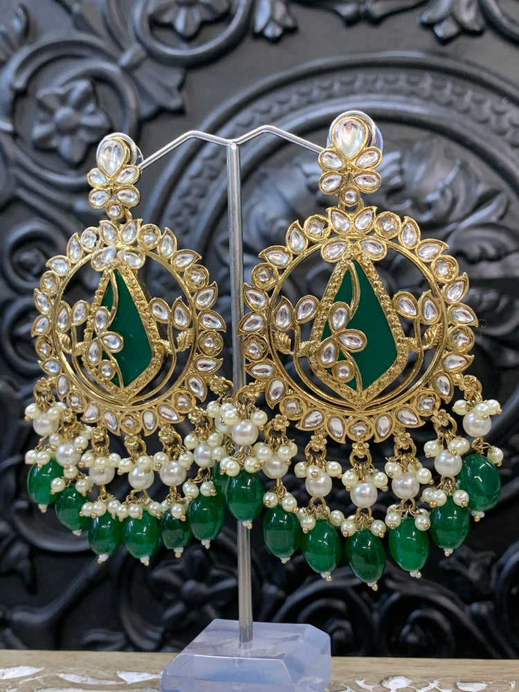 Amba kundan earring blush emerald green