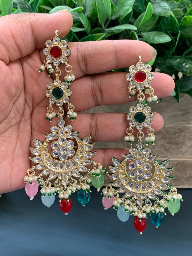 Aru kundan long statement earring multi