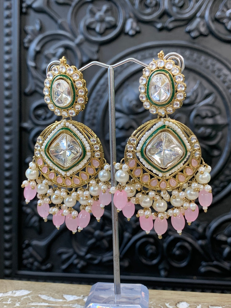 Kenny kundan fashion earring set blush pink