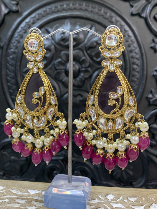 Salma kundan statement earring purple