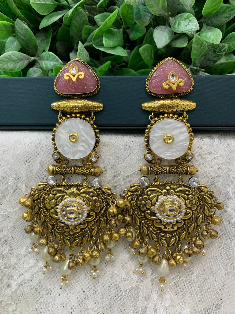 Gold plated chandbali long style earring