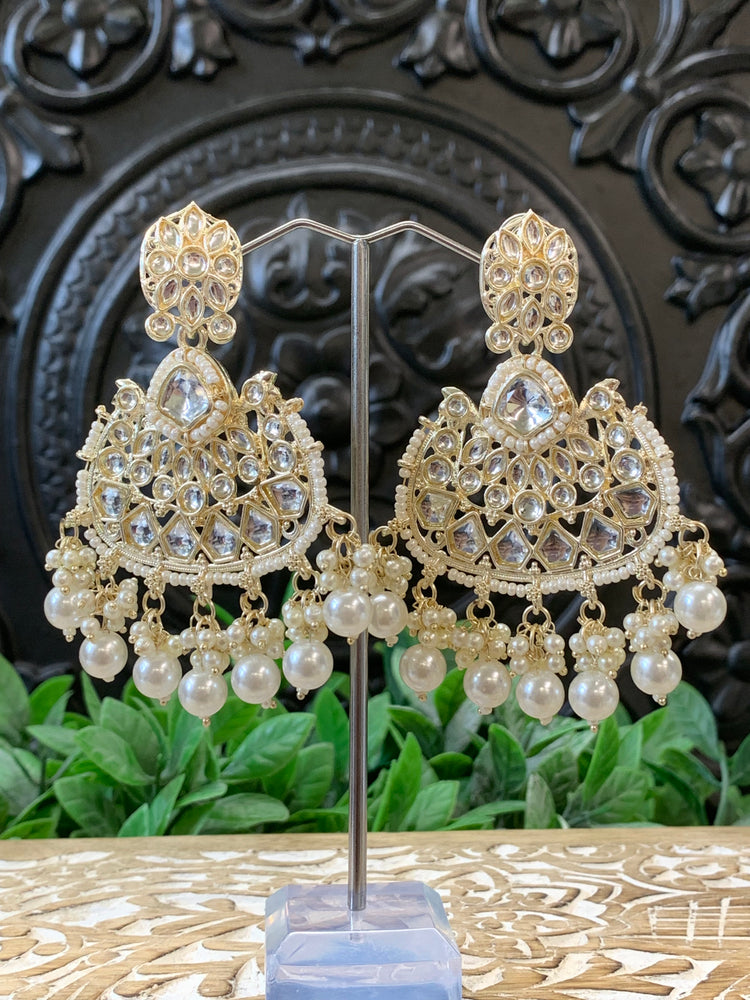 Berry kundan chandbali earring gold