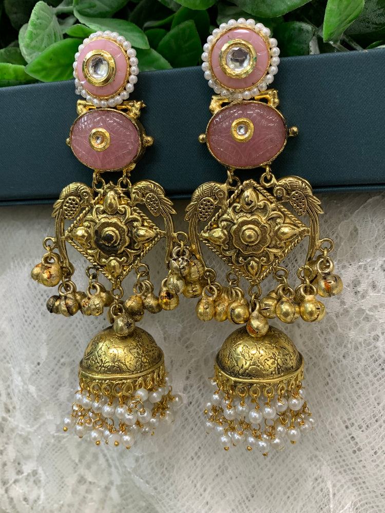 Gold plated silver replica jhumka earring