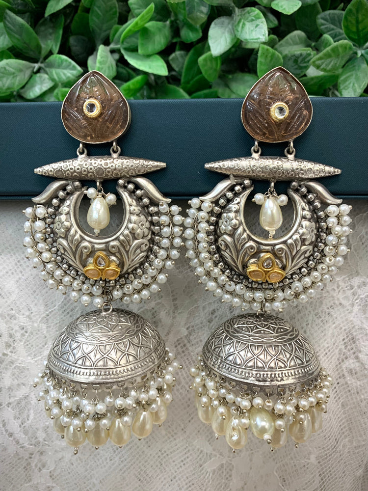 Silver oversize jhumka earring