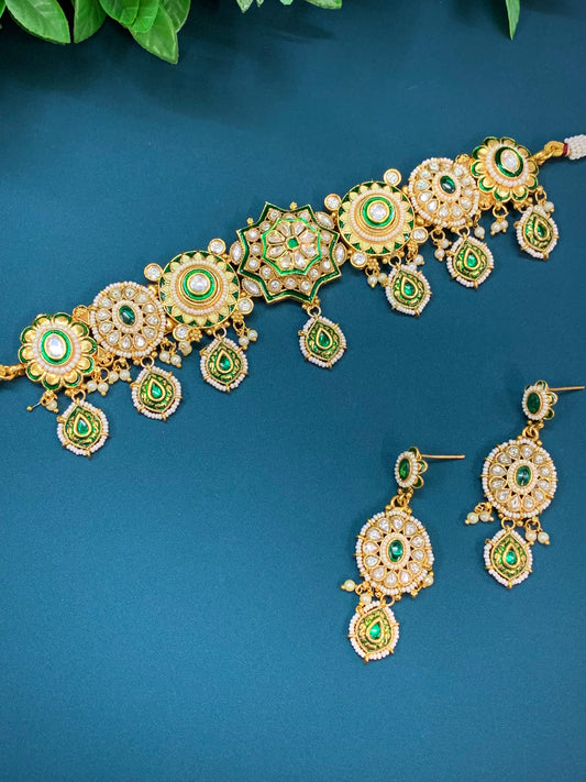 Jill Tyanni kundan choker necklace with handpainted meena