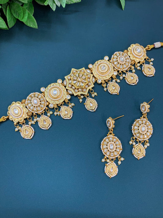 Jill Tyanni kundan choker necklace with handpainted meena