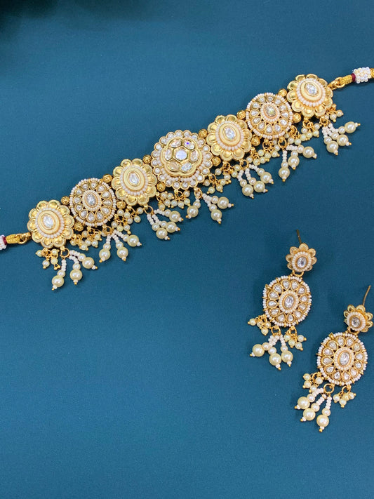 Jackie Tyanni kundan choker necklace with handpainted meena
