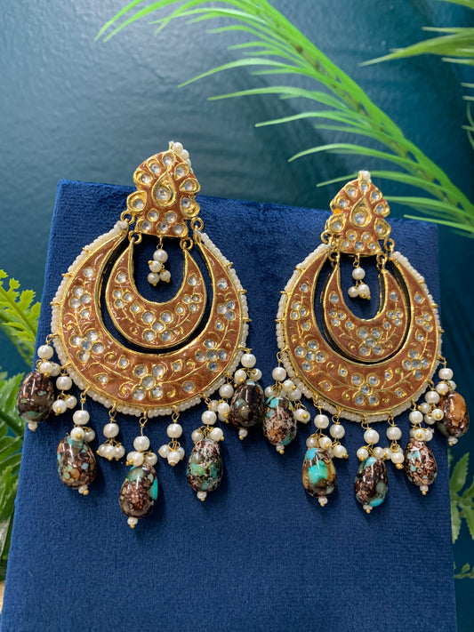Pakistani multani /thappa kundan chandbali earring.