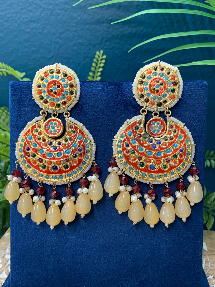 Pakistani multani /thappa kundan chandbali earring.