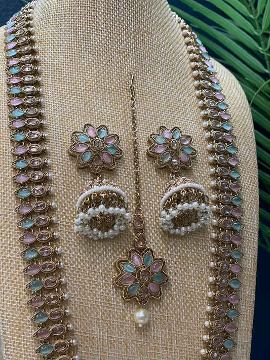 Savali polki long mala set in pastel multi