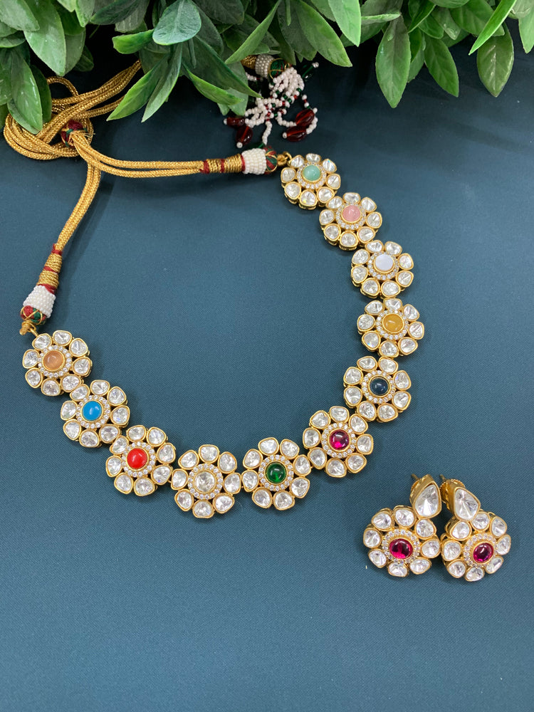 Stacy moissanite kundan choker / necklace in multi