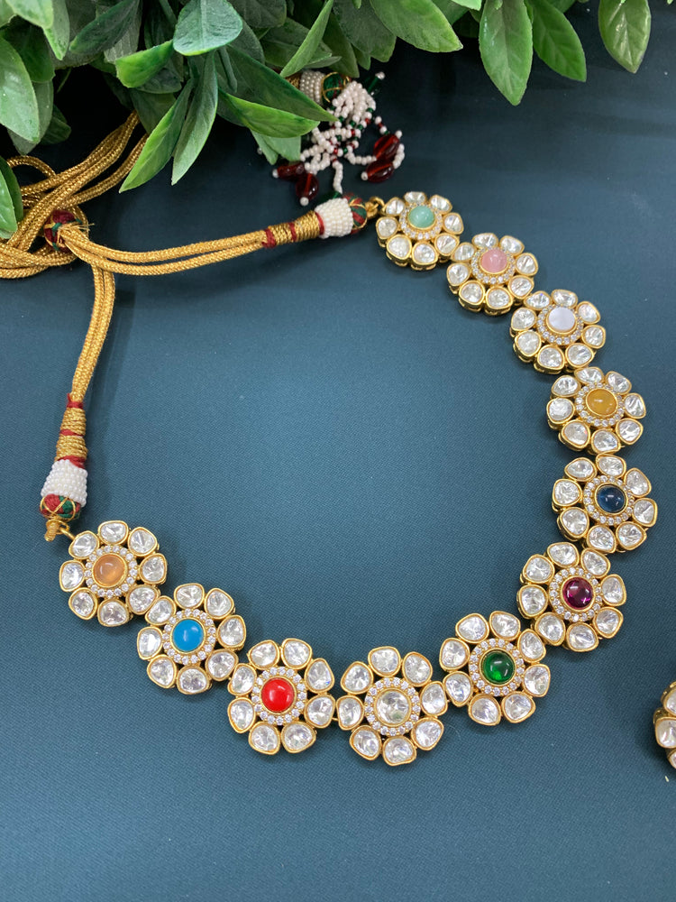 Stacy moissanite kundan choker / necklace in multi