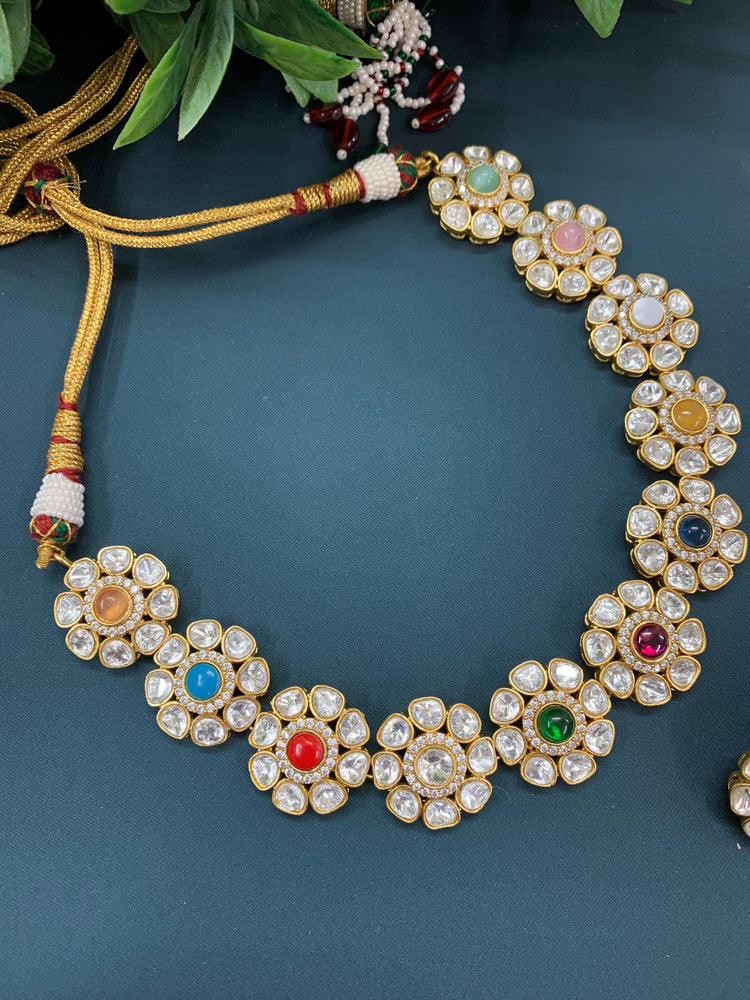 Stacy moissanite kundan choker / necklace in multi