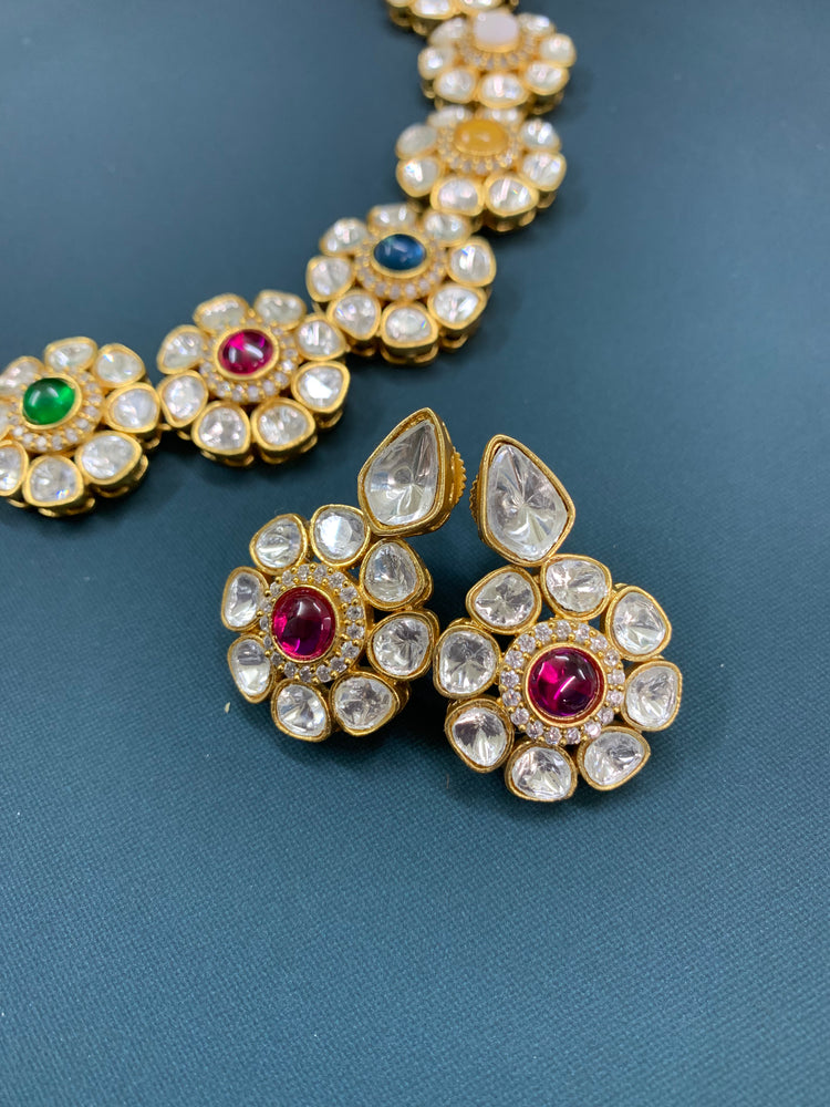 Stacy moissanite kundan choker / necklace in multi