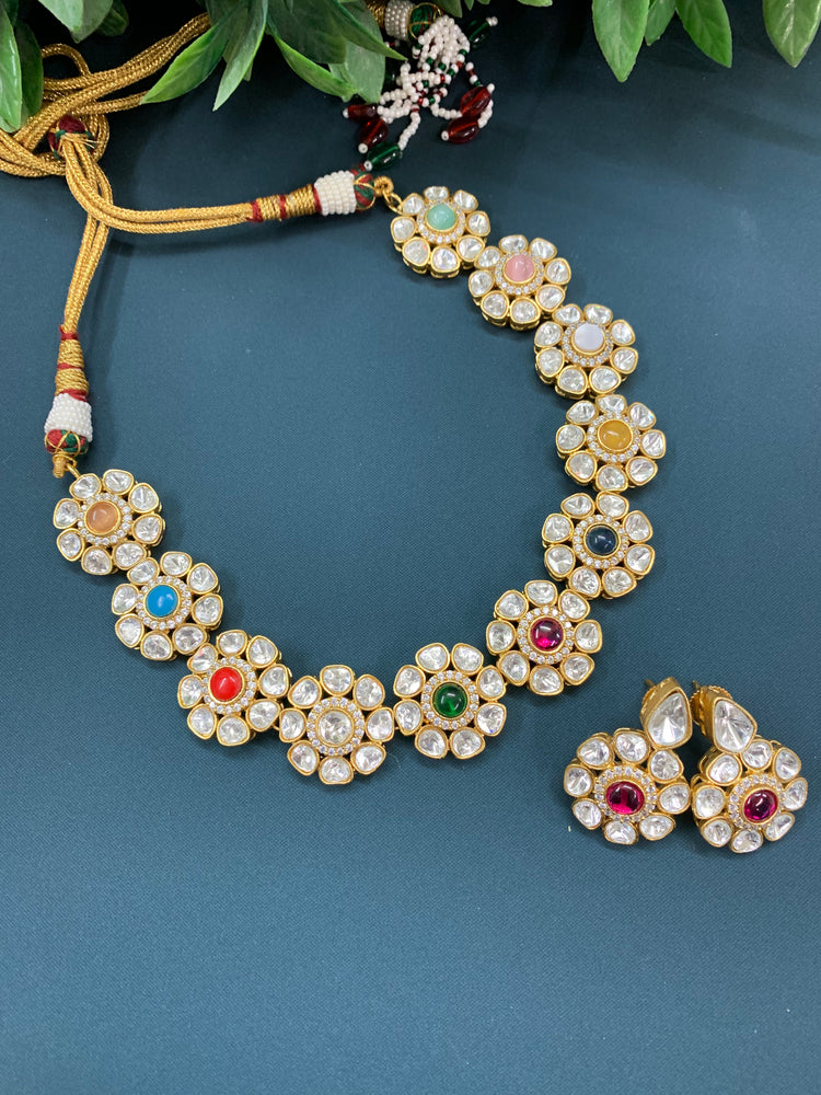 Stacy moissanite kundan choker / necklace in multi