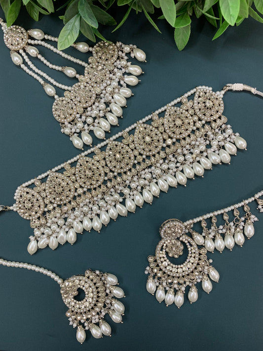 Razia choker necklace set with jhumar