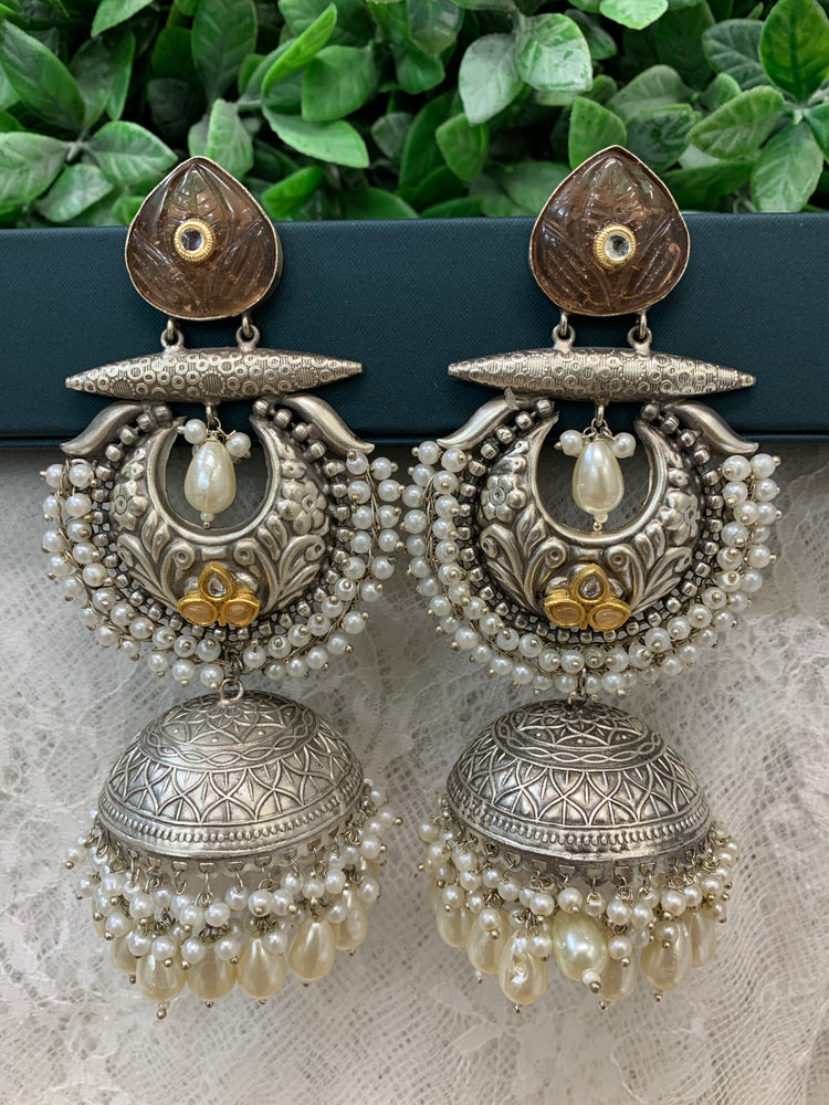 Silver oversize jhumka earring