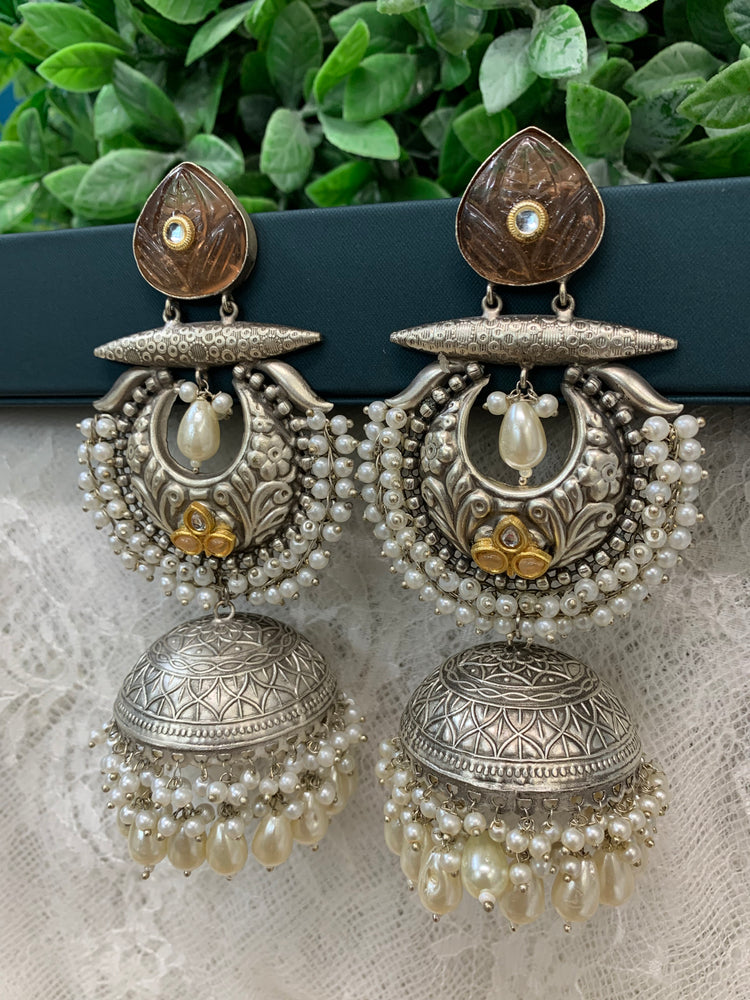 Silver oversize jhumka earring