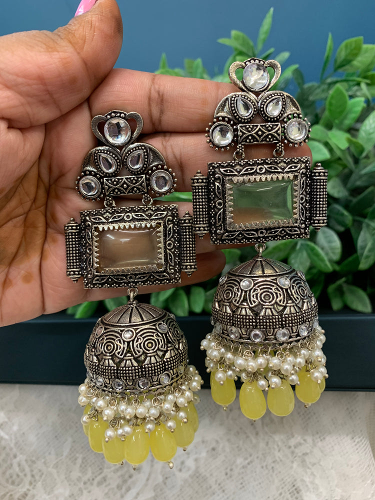 Silver oversize jhumka earring