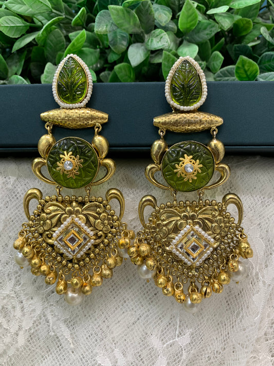 Gold plated chandbali style earring