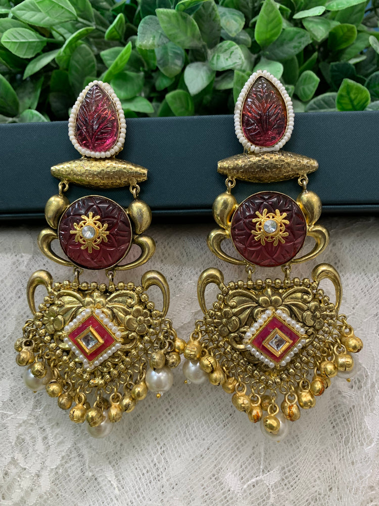 Gold plated chandbali style earring