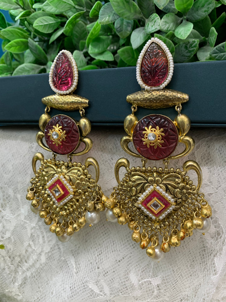 Gold plated chandbali style earring