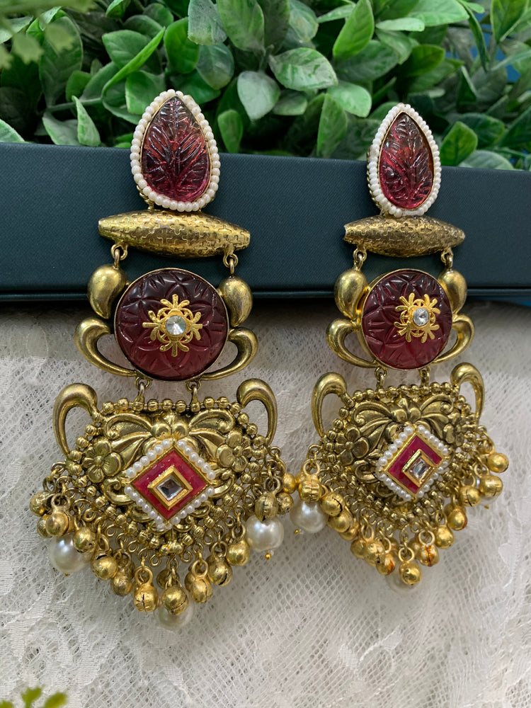 Gold plated chandbali style earring